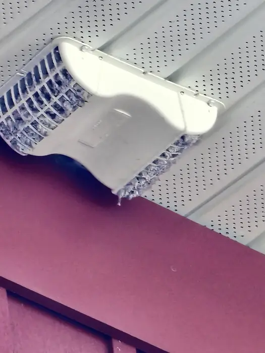 An exterior vent cap clogged with lint